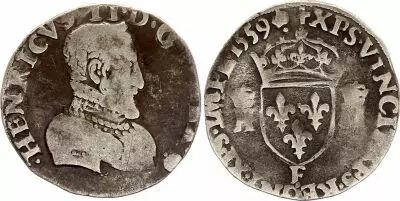 France 1/2 Teston Henri II - 1559 F Angers - Silver