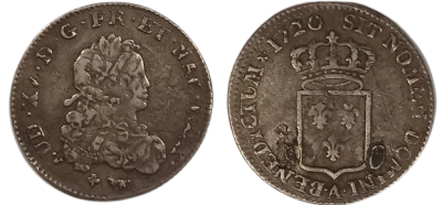 France 1/3 French ecu Louis XV - 1720 In Paris - Silver