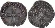 France 1/4 Ecu, Henri III - 1589 Nantes - F to VF - Silver