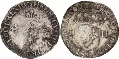 France 1/4 Ecu Henri III - 1587 - Rennes (9)
