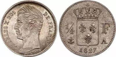 France 1/4 Franc Charles X - 1827 A Paris Argent