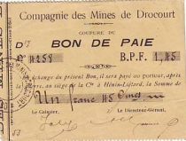 France 1,45 F Drocourt Cie. des mines Bon de paie