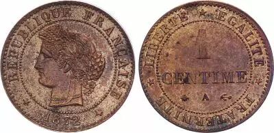 France 1 Centime Ceres - 1872 A Paris - anchor