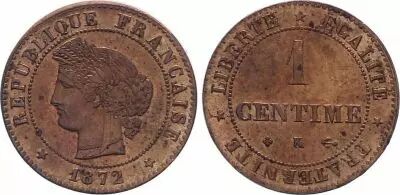France 1 Centime Ceres - 1872 K Bordeaux - anchor