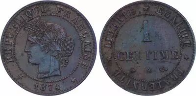 France 1 Centime Ceres - 1874 A Paris - anchor