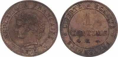 France 1 Centime Ceres - 1875 K Bordeaux - anchor