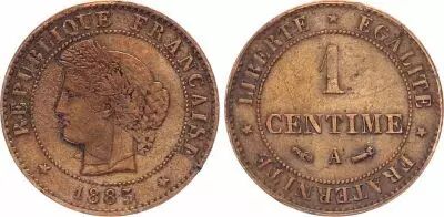 France 1 Centime Ceres - 1885 A Paris - Beam