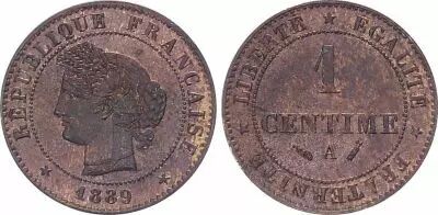 France 1 Centime Ceres - 1888 A Paris - Beam