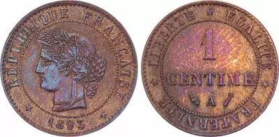 France 1 Centime Ceres - 1893 A Paris - Beam