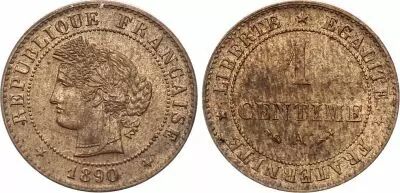 France 1 centime C�r�s - Troisi�me R�publique - 1890A