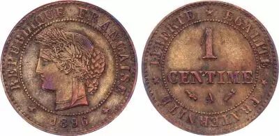 France 1 centime C�r�s 1896 A Paris ? Faisceau
