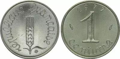 France 1 Centime Grain sprig - 1977 UNC