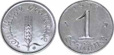 France 1 Centime Grain sprig - 1994 Bee