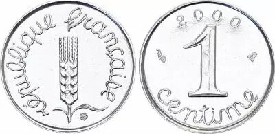 France 1 Centime Grain Sprig - 2001 BU