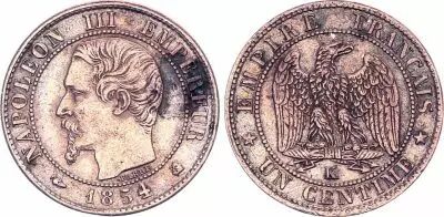 France 1 Centime Napoleon III - 1854 K Bordeaux