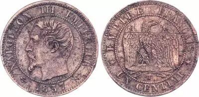 France 1 Centime Napoleon III - 1857 W Lille