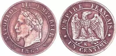 France 1 Centime Napoleon III - 1862 K Bordeaux