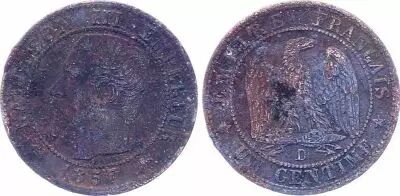 France 1 Centime Napol�on III - T�te nue - 1857 D Lyon