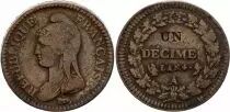France 1 D&eacute;cime - Surfrappe sur 2 d&eacute;cimes  - Dupr&eacute; - Directoire An 4 A Paris (1796)