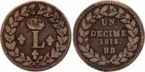 France 1 Decime Louis XVIII - Strasbourg Blockade - 1815 BB