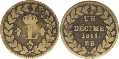 France 1 Decime Louis XVIII - Strasbourg Blockade - 1815 BB