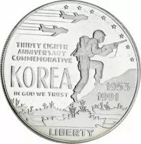 France 1 Dollar Argent BE 1991 USA - Guerre de Cor&eacute;e
