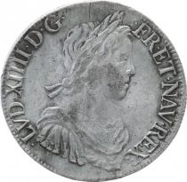 France 1 Ecu Louis XIV - Ecu long hair curl - 1653 L