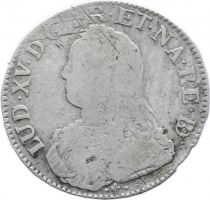 France 1 Ecu Louis XV crowned round arms of France with sprays - 1733 Pau