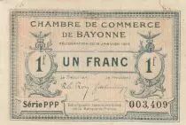 France 1 Franc - Bayonne Chamber of Commerce - 16-01-1915 - Seriel PPP