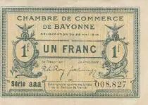 France 1 Franc - Bayonne Chamber of Commerce - 22-05-1916 - Seriel aaa