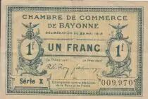 France 1 Franc - Bayonne Chamber of Commerce - 22-05-1916 - Seriel X