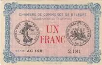 France 1 Franc - Belfort Chamber of Commerce - 18-08-1915 - Serial AC.128