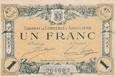 France 1 Franc - Chamber of  Commerce - Angoul�me -  1915