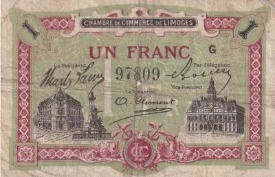 France 1 Franc - Chamber of  Commerce - Limoges - 1918 - Serie G