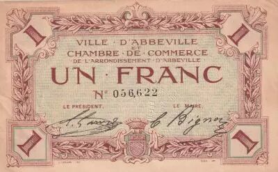 France 1 Franc - Chamber of Commerce - Abbeville