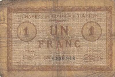 France 1 Franc - Chamber of Commerce - Amiens - 1915