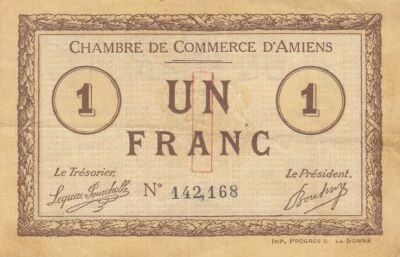 France 1 Franc - Chamber of Commerce - Amiens - 1915