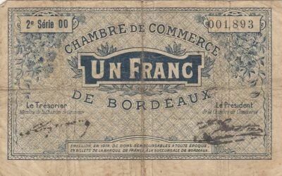 France 1 Franc - Chamber of Commerce - Bordeaux - 1914
