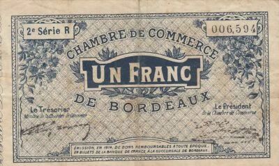 France 1 Franc - Chamber of Commerce - Bordeaux - 1914