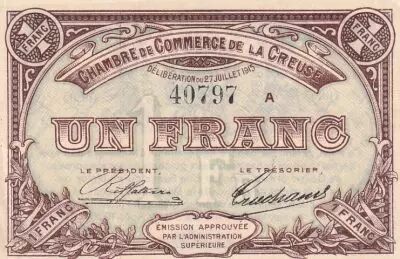 France 1 Franc - Chamber of commerce - Creuse - 27-07-1915 - S�rie A