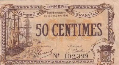 France 1 Franc - Chamber of Commerce - Granville - 03-10-1916