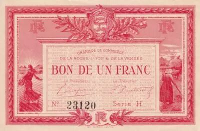 France 1 Franc - Chamber of Commerce - La Roche- Sur-Yon - 1915 - S�rie H