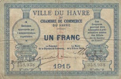 France 1 Franc - Chamber of Commerce - Le Havre - 1915