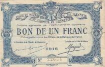 France 1 Franc - Chamber of Commerce - Le Havre - 1916