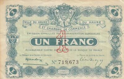 France 1 Franc - Chamber of Commerce - Le Havre - 1920