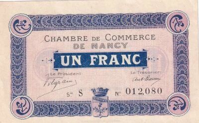 France 1 Franc - Chamber of Commerce - Nancy - 09-09-1915 - S�rie S
