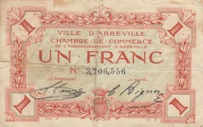 France 1 Franc - Chambre de Commerce - Abbeville