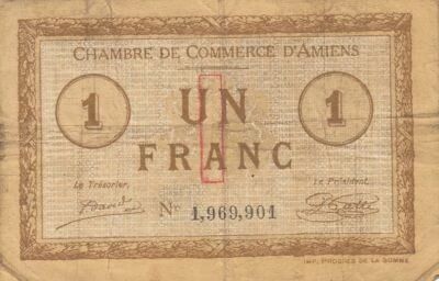 France 1 Franc - Chambre de commerce - Amiens - 1915