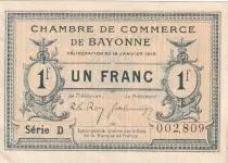 France 1 Franc - Chambre de Commerce - Bayonne - Série D- 16-01-1915