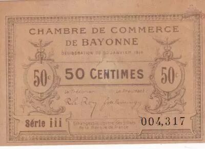 France 1 Franc - Chambre de Commerce - Bayonne - S�rie iii - 30-01-1918